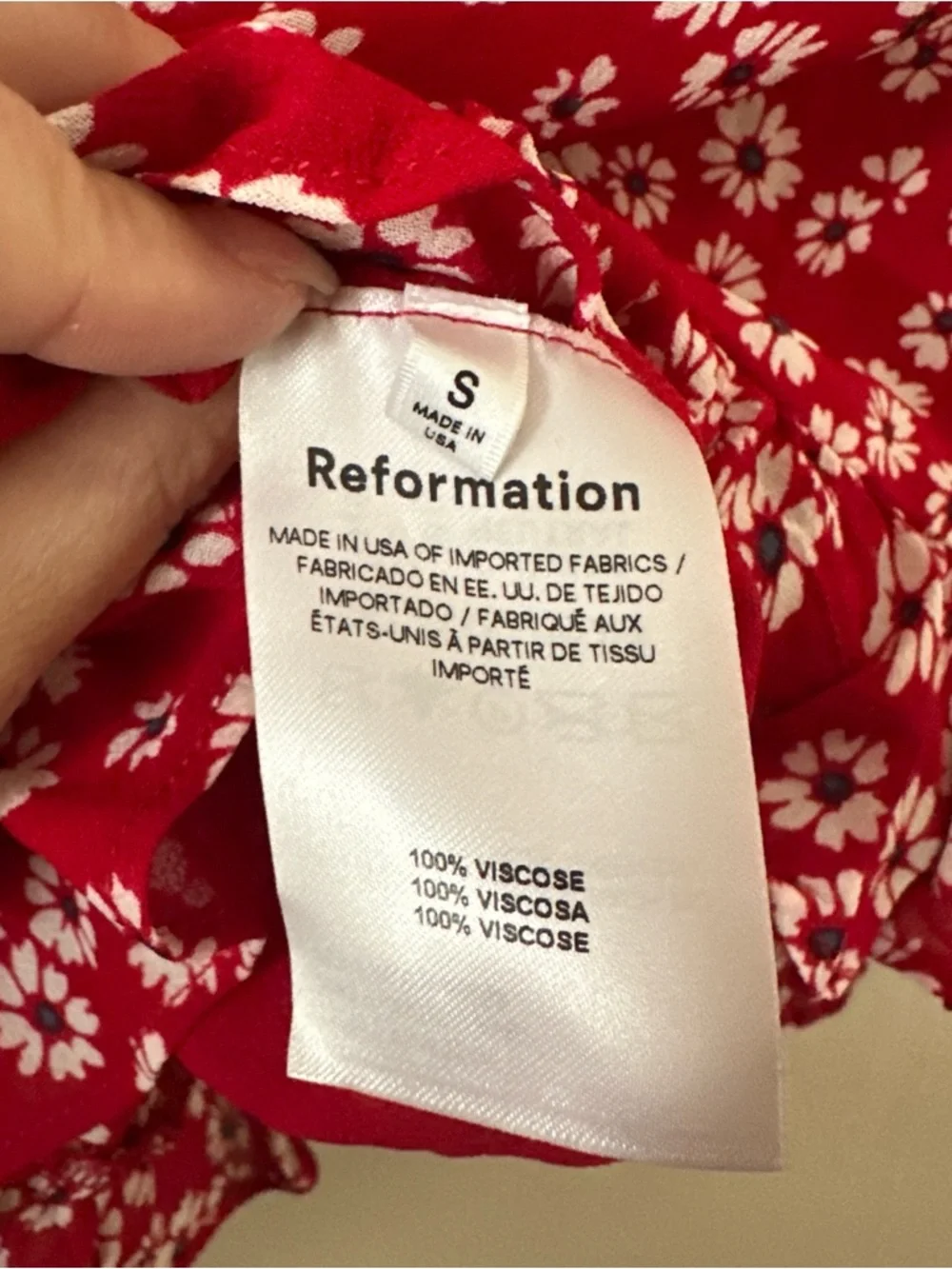 Reformation Sloan Top Red Floral Tie-Front Blouse